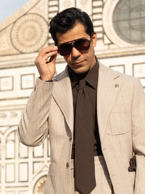 Faithful close crop of the original gesture adjusting the sunglasses